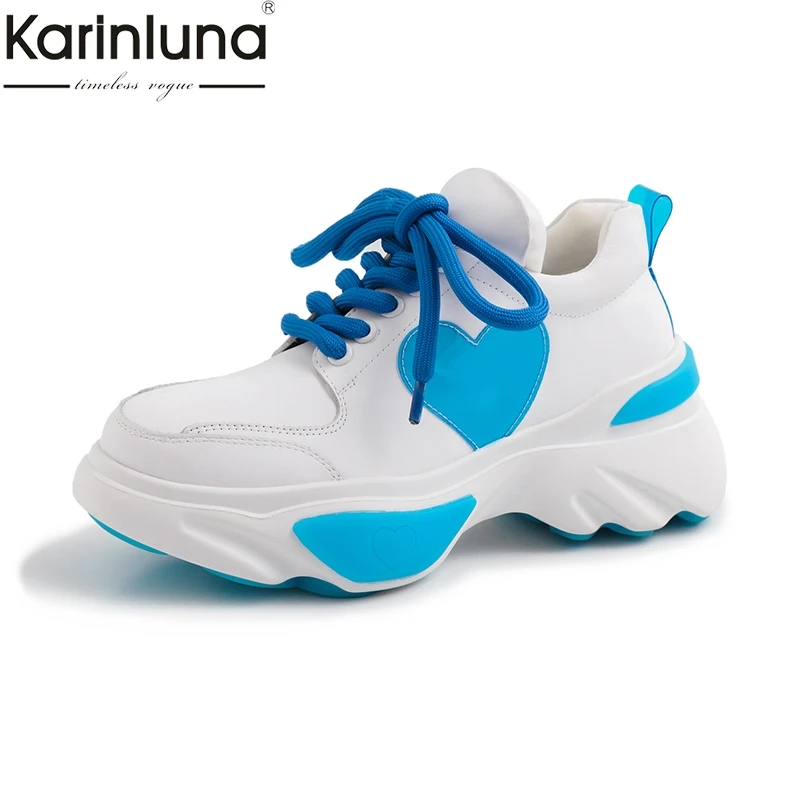 

Karinluna 2019 fashion large size 35-42 INS style shoes woman chunky sneakers flats genuine leather Platform woman shoes women