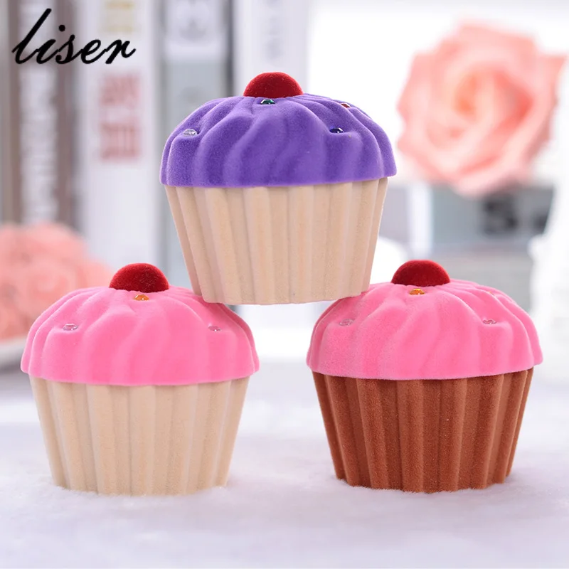 

Lovely Velvet Ice Cream Wedding Earring Ring Pendant Jewelry Display Box Fashion High Quality Jewelry Box Hot Gift
