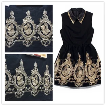 

5Pcs Gold Ribbon Large Pineapple Applique Embroideried Fabric Black Gauze Patch Lace Skirt Clothes Accessories Handmade Diy Sew