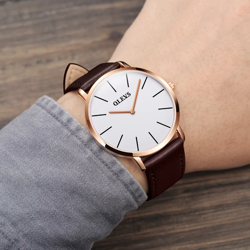 

2018 OLEVS Brand Men's Quartz Watch Sport Mens Watches Top Brand Luxury Waterproof Leather ultra thin Wrist watch reloj hombre