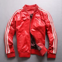 Beckham же стиль натуральная кожа пальто пара моделей овечья кожа куртка Тонкий короткий три бара бейсбольная одежда женская