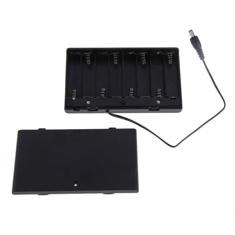 

AA Size DIY 12V 8 x AA Battery Storage Box Case Holder ON/OFF Switch With Lead Wire cover black