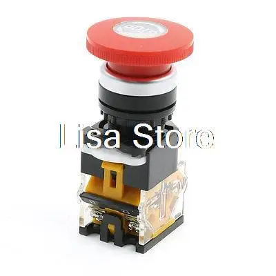 DPST NO NC Red Mushroom Latching Emergency Stop Push Button Switch 380V 10A DPST NO NC Red Mushroom Latching Emergency Stop Push Button Switch 380V 10A