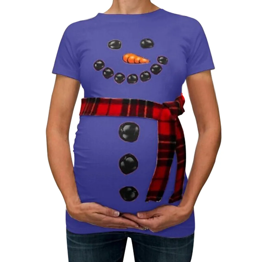 Одежда для беременных женщин; Рождественская одежда с рисунком снеговика для беременных; футболки для беременных; топы; одежда