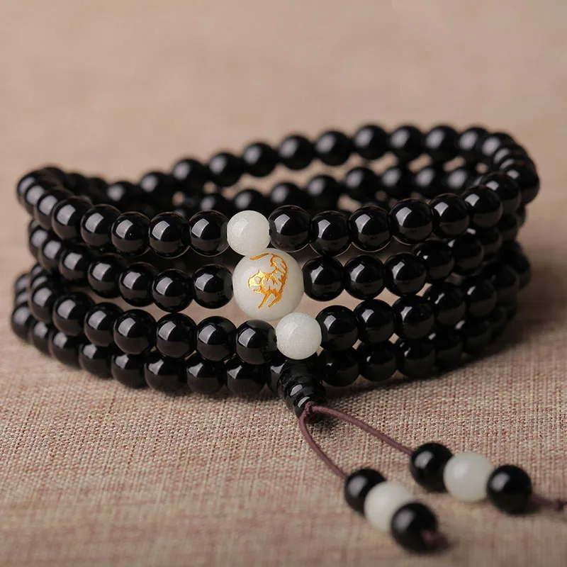 2018-New-Black-obsidian-Buddha-Beads-Bangles-Bracelets-Glowing-in-the-Dark-Bracelet-Women-Men-stone (2)