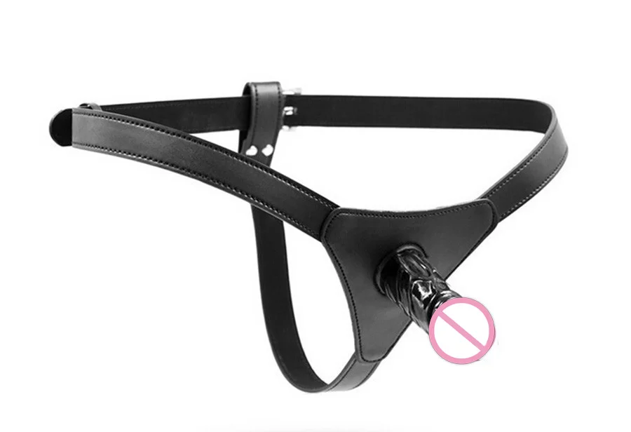 Lesbian Strapon Dildo,Leather Harness Strap On Dildo, 10cm Black Silicone Penis, Sex Toys For