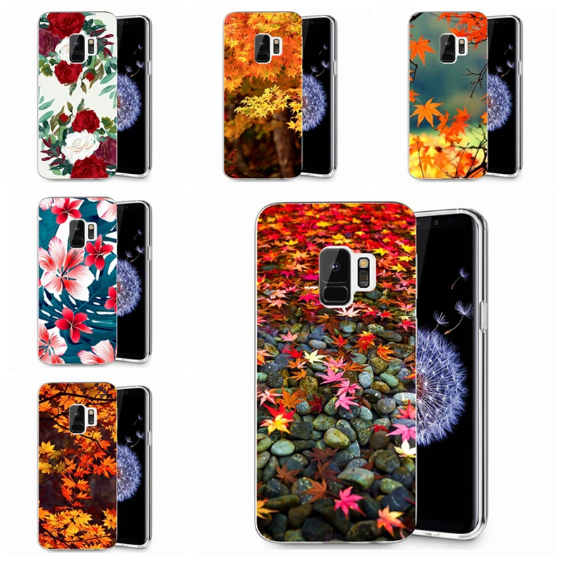 For Samsung Galaxy S9 S9Plus S8 Plus S7 edge Note 8 J230 J500 J720 A3 A5 2017 TPU Silicon Leaves Flower Pattern Cover Case E100 |