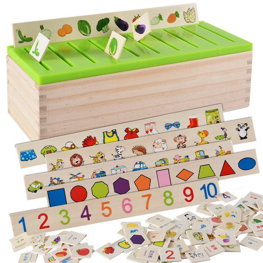 

80x Kid Educational Wooden Matching & Sorting Toy Match Game 8 serie for Number Shape Color Fruit Car Animal Cognition Learning