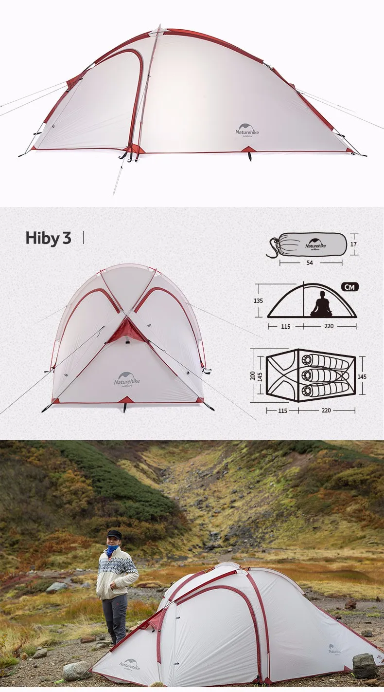 NatureHike Hybi 3 человек Сверхлегкий кемпинговая палатка с ковриком большая семейная кемпинговая палатка s лучшее оборудование для кемпинга