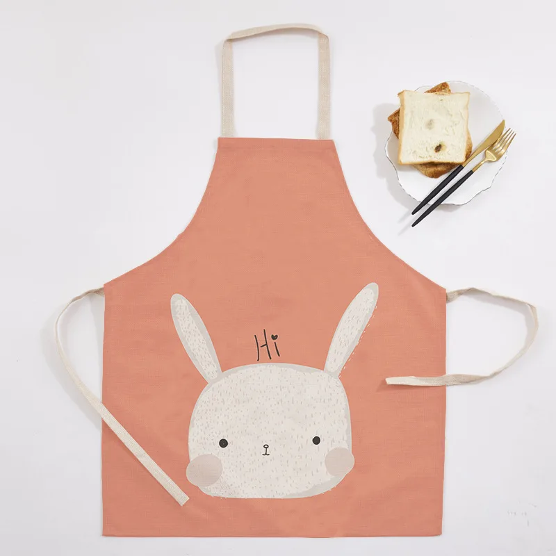 1Pcs Kitchen funny Apron Sleeveless Cotton Linen Printed Aprons for Women Kitchen Baking Cooking Accessories 60*70CM pinafore - Цвет: A