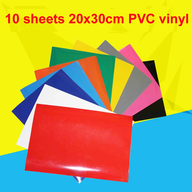 

Free shipping 10 sheets/colors A4 size PVC Heat Transfer Vinyl Iron on vinyl Heat Press Machine Cutting Plotter HTV T-shirt DIY
