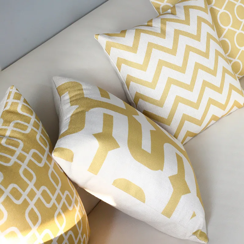 Nordic yellow geometric pattern home decorative cotton linen pillowcase car sofa cushion 45x45cm coussin de salon Nordic yellow geometric pattern home decorative cotton linen pillowcase car sofa cushion 45x45cm coussin de salon