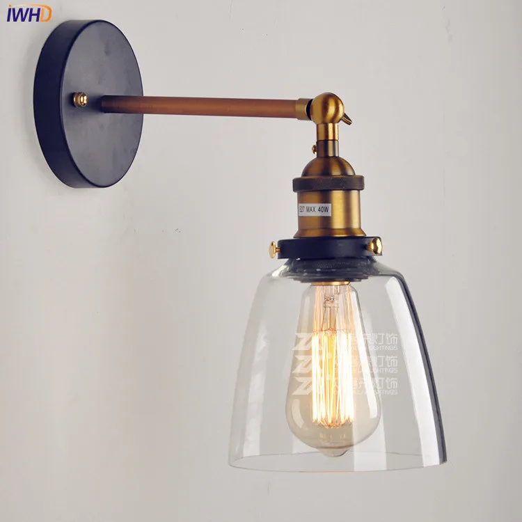 

60W Ediosn Wall Sconce, Industrial Vintage Wall Lamp Fixtures With Glass Lampshade In Retro Loft Style Arandelas