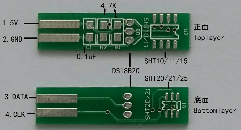 10 шт. SHT10 SHT11 SHT15 SHT20 SHT21 SHT25 DS18B20 мини PCB голая плата сварочная пластина датчик температуры и влажности три в одном PCB