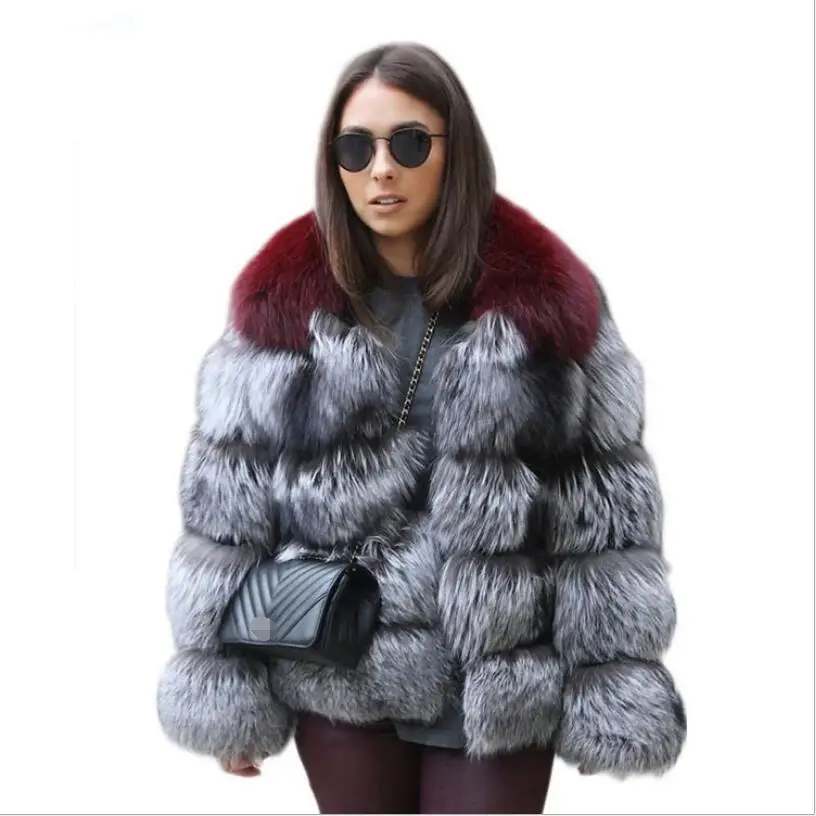 

High-Grade Winter Coat Women Fluffy Faux Fur Jacket Mid-Length Long Sleeve Faux Fur Collar Fur Jacket Women