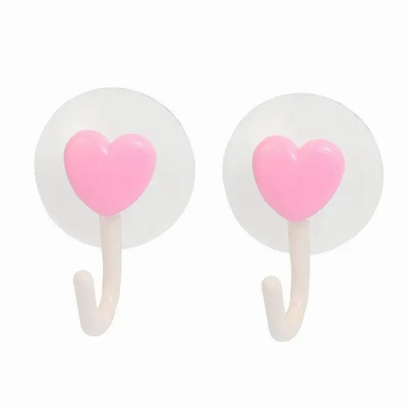 

2 Pieces Heart Shaped Towel Suction Cup Hook Hanger