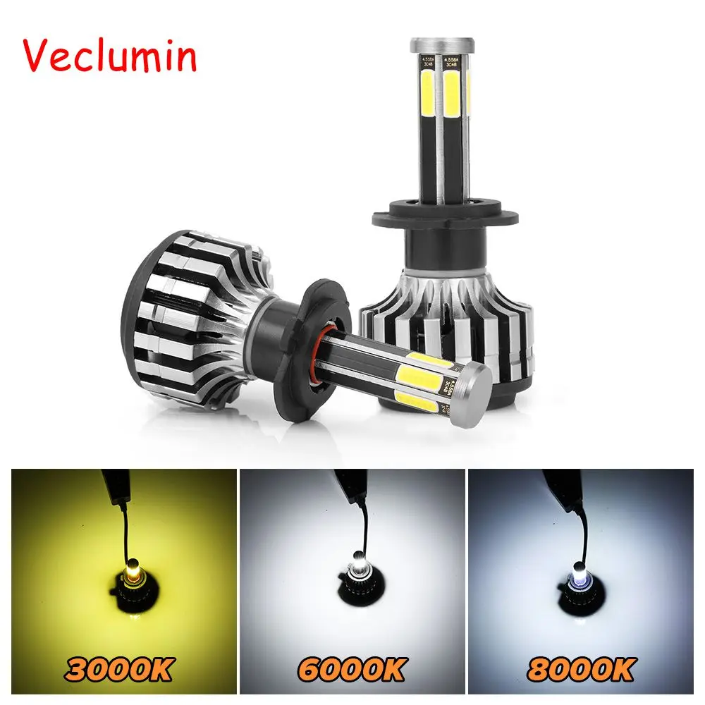 

S6 2pcs/Set 60W H4 Led Car Headlight Bulbs 6 Sides LED H7 Car Light Auto H11 LED Lamps 6000LM 9005/9006 3000K 6000K 8000K Lamp