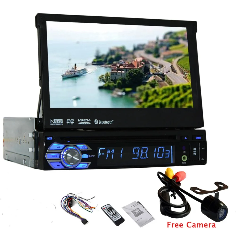 1din car autoradio dvd player AMP Radio GPS Car DVD Camera Music EQ In