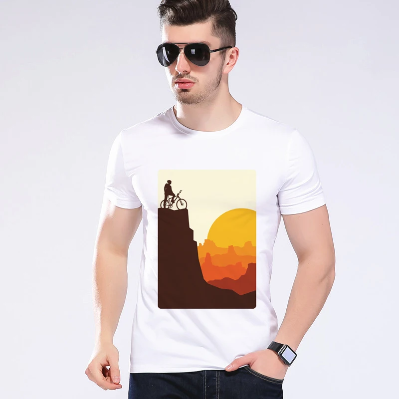 

High Quality Fashion Challenge bicycle T Shirt Men Personalized Custom T-shirt Summer Hipster Tee Tops Clothes Moe Cerf J9-26#