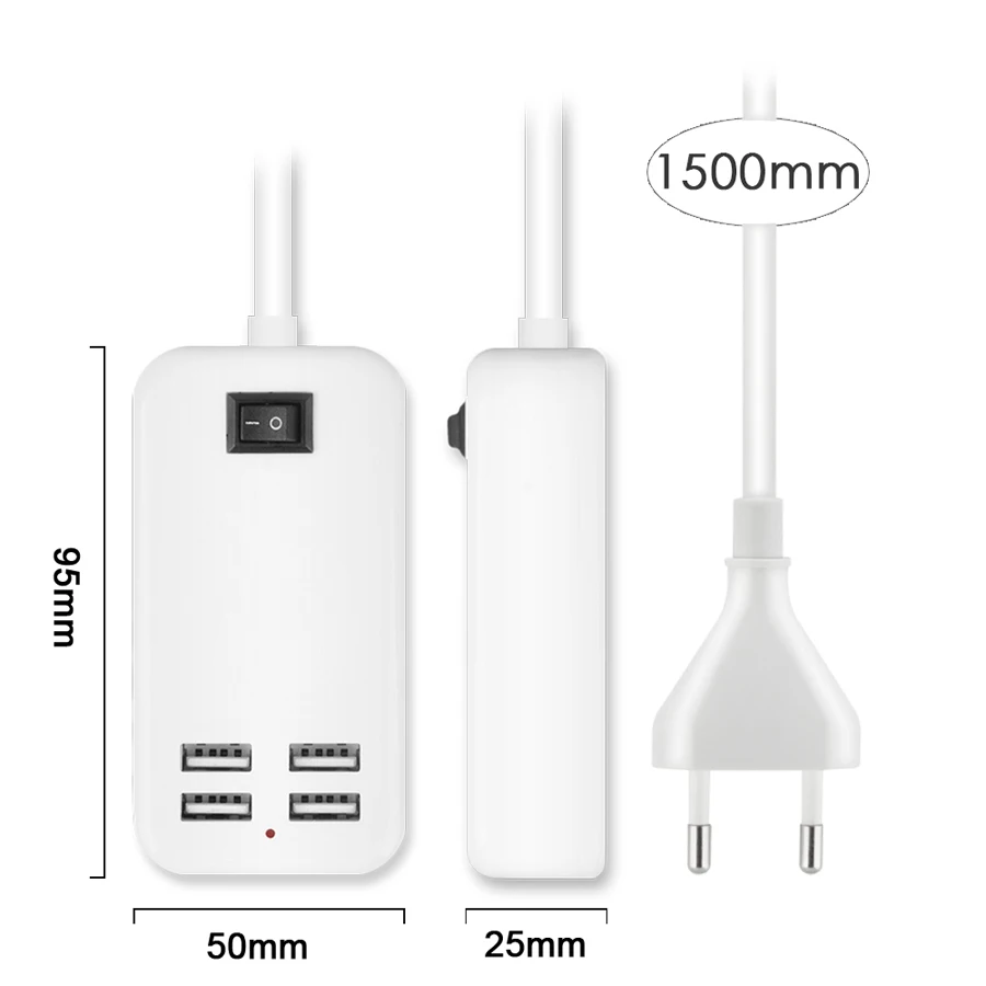 Sumpk 5v3a 4 منافذ usb شاحن السفر الاتحاد الأوروبي/الولايات قابس usb الجدار شاحن سريع شحن لسامسونج على/قبالة التبديل الهاتف المحمول شاحن