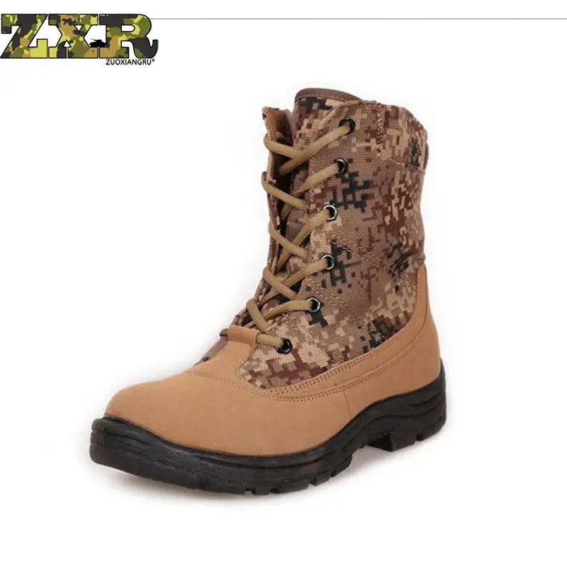 

Outdoor Men Tactical Army Combat Camouflage Winter Warm Snow Boot Mountain Jogging Boots Warm Wool Hiking Shoes