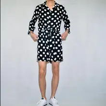 M-4XL, мужской весенне-летний Свободный комбинезон с лацканами, шорты с рукавами