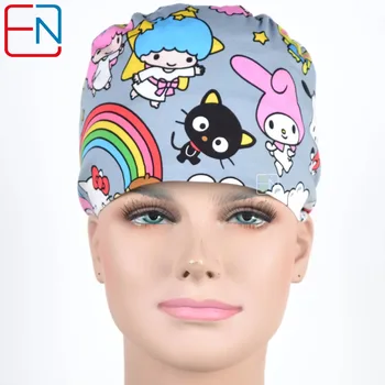 

New Surgical Caps Medical Newly Surgical Scrub Caps For Men Women With Sweatband 100% Cotton Medical Caps Printed Unisex