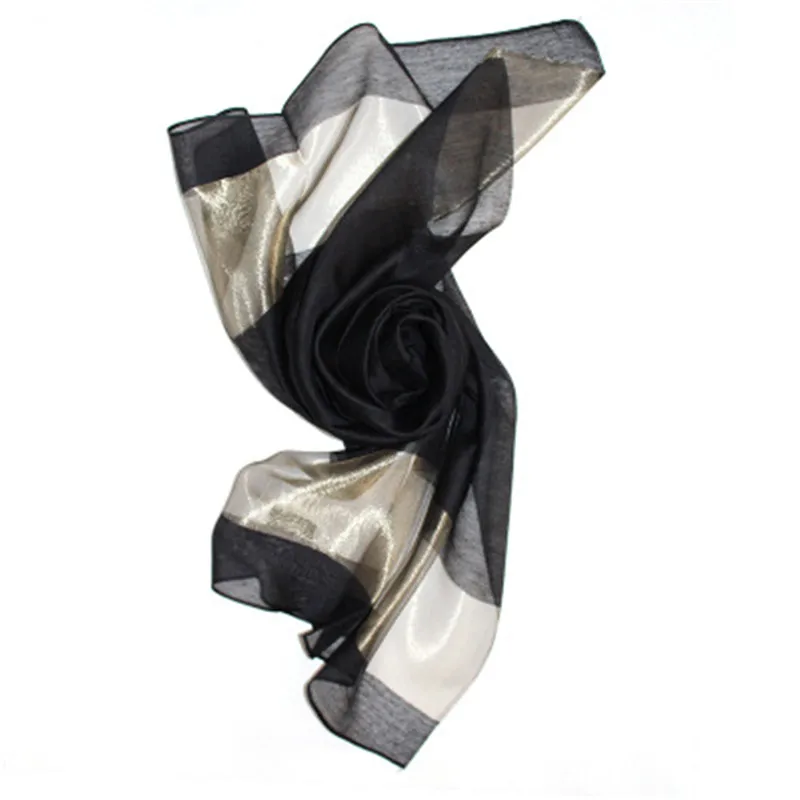 CoolCheer новые шелковые шарфы элегантные шелковые женские шарфы сшитые золотые шелковые шарфы длинная мягкая шаль шарф из органзы