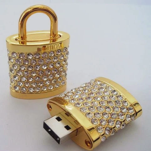 Золото бриллиант замок USB флэш-накопитель u-диск натуральная Ёмкость 8 Гб
