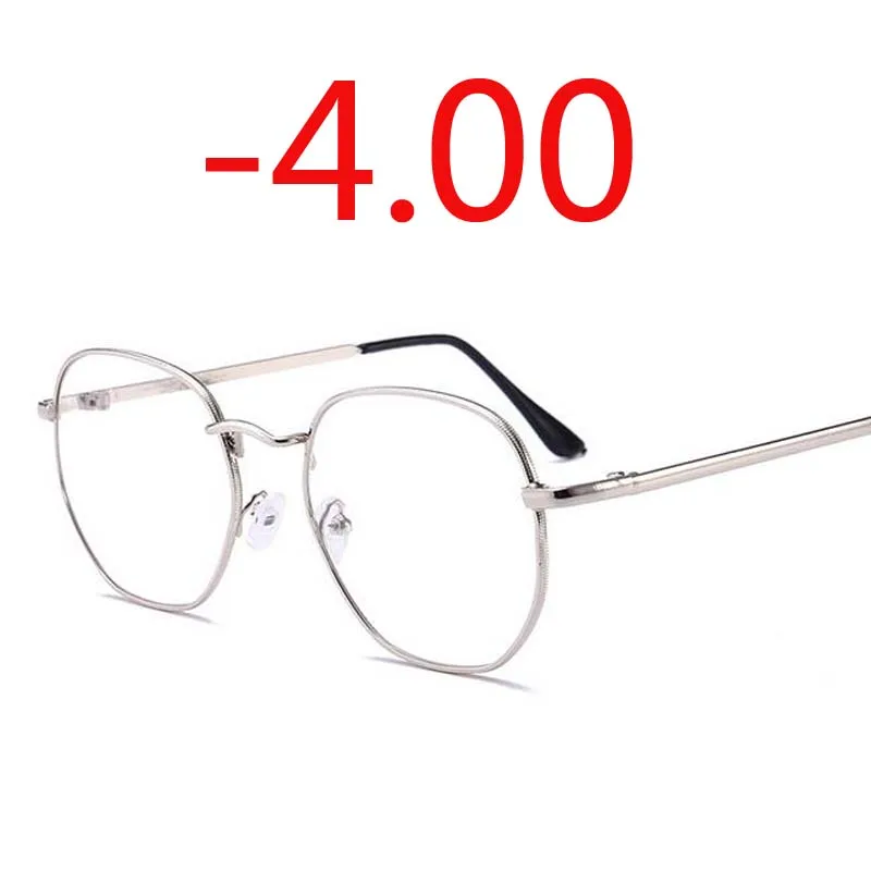Оправа для очков из сплава, женские негабаритные очки для близорукости, женские винтажные очки для близорукости-1,0-1,5-2,0-2,5-3,0-3,5-4,0 - Цвет оправы: Silver Myopia-400