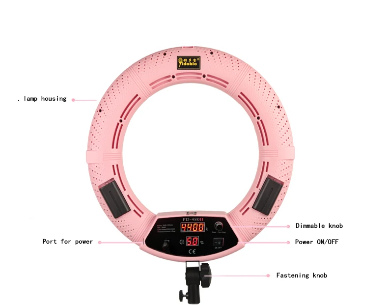 Yidoblo FD-480II Pink Bi-color Studio Ring Light with bag LED Video Light Lamp Photographic Macro Lighting 5500K 480LED Lights 4