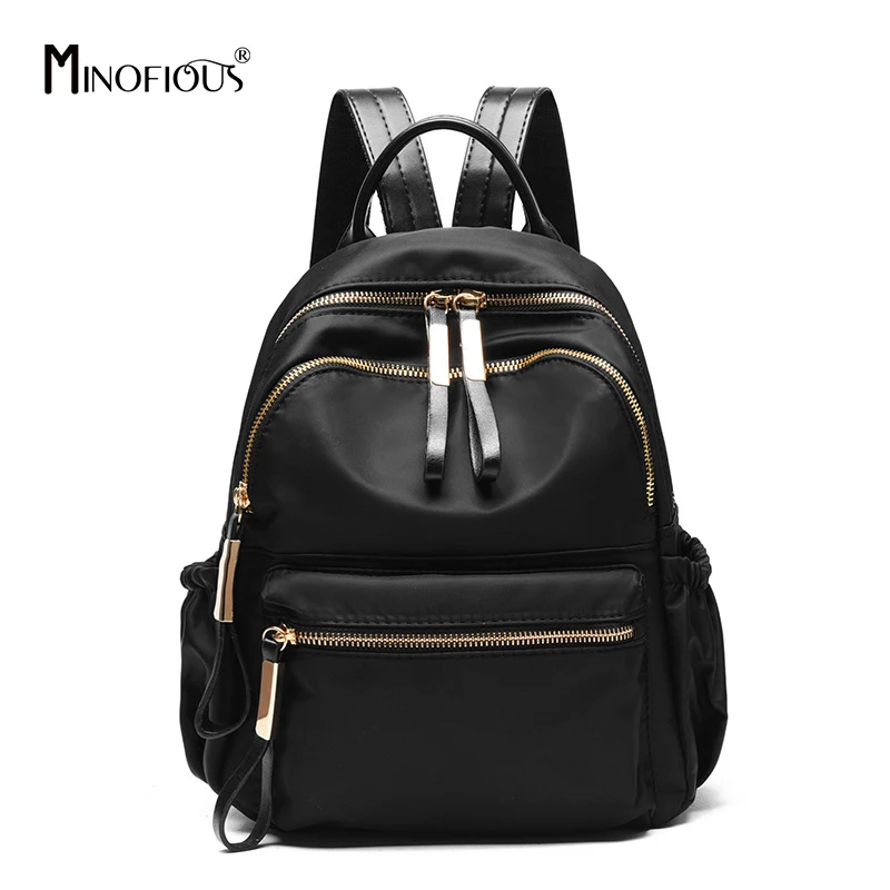 

MINOFIOUS Multifunction PU Leather Backpack Fashion Casual School Bags Women High Quality Back Bag Black Backpacks for Girl