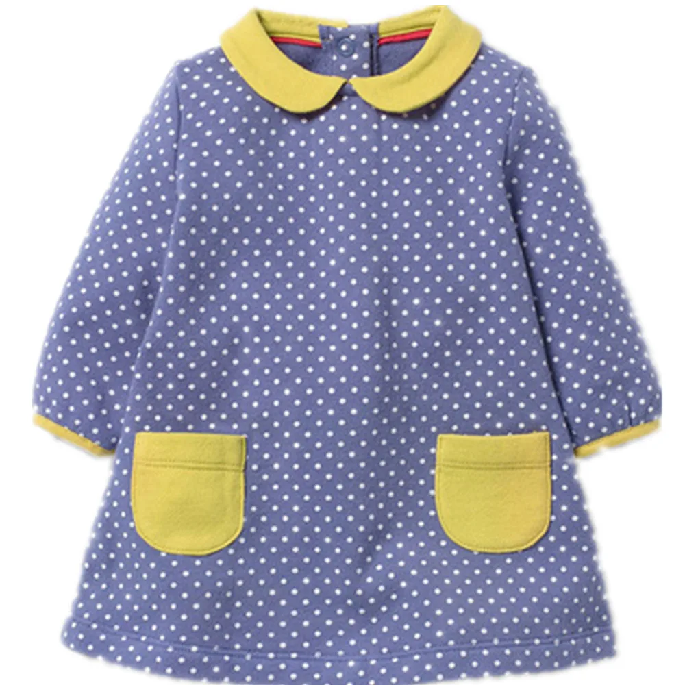 

2019 Long Sleeve Kids Dresses For Girls Fall Autumn Spring Girls Clothes Polka dots turndown collar Children Dresses 2-7 Years