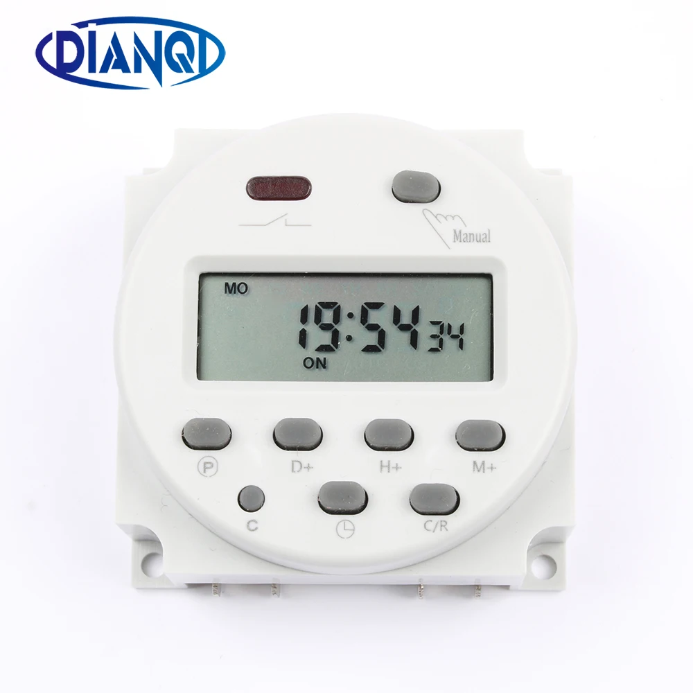 No lock CN101A AC DC 12V Round Digital LCD Power Timer Weekly