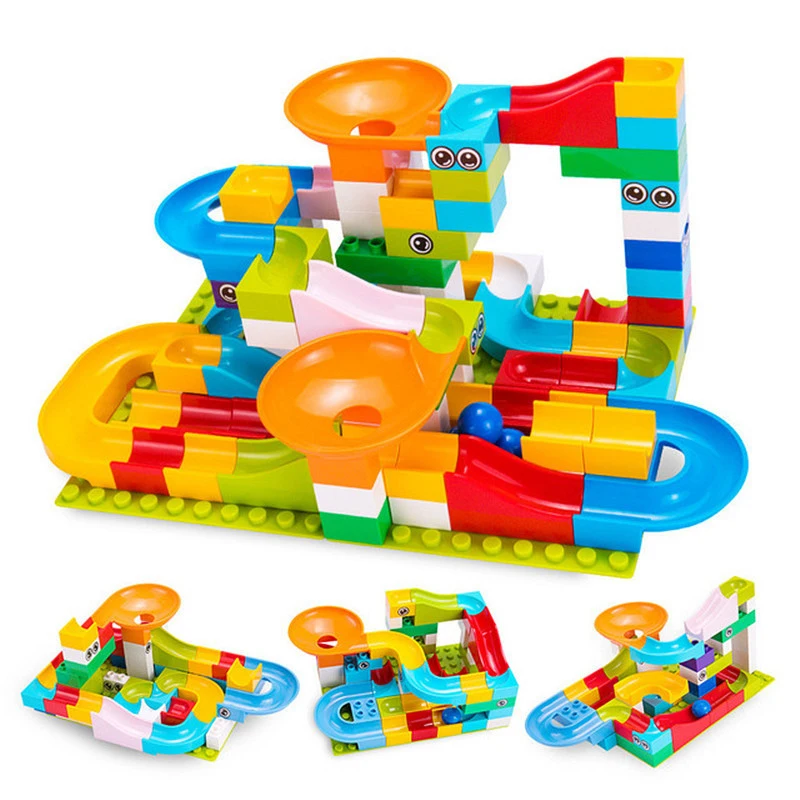 

52Pcs Construction Marble Race Run Maze Balls Track Building Blocks Big Size Educational Bricks Compatible with Legoed Duploed
