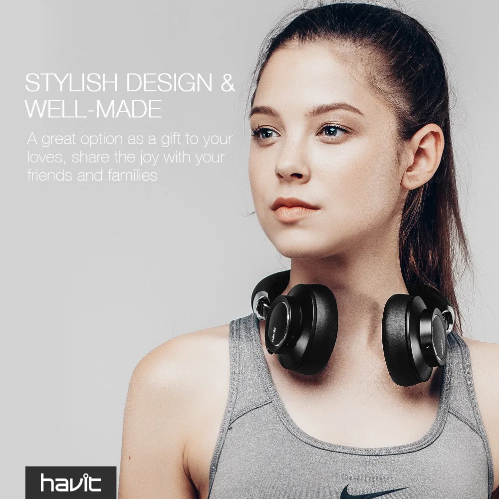 HAVIT Беспроводные Bluetooth 4,1 наушники и беспроводная гарнитура с шумоподавлением 3D стерео с микрофоном для смартфонов, планшетов, ПК, ноутбуков