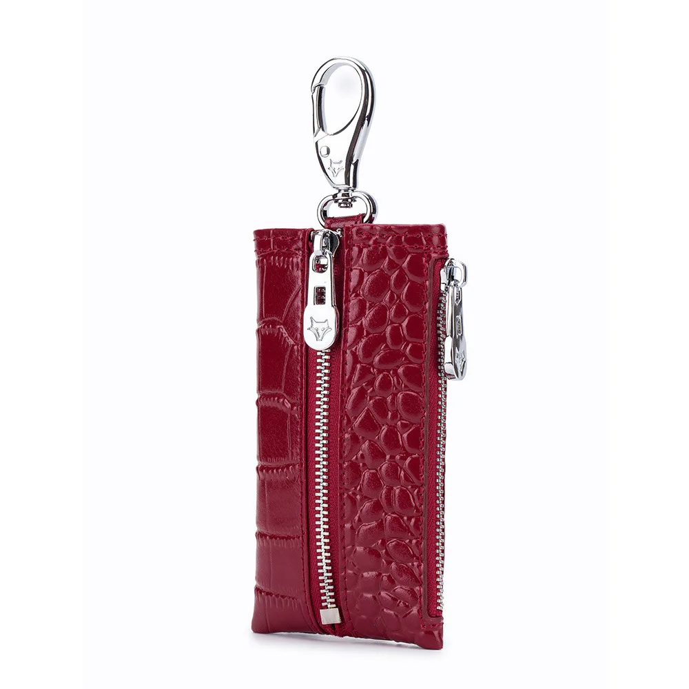 

Thin Key Wallet Men's Crocodile Pattern Key Holders Split Leather Multifunctional Keys Pouch Luxury Female Leather Keychains