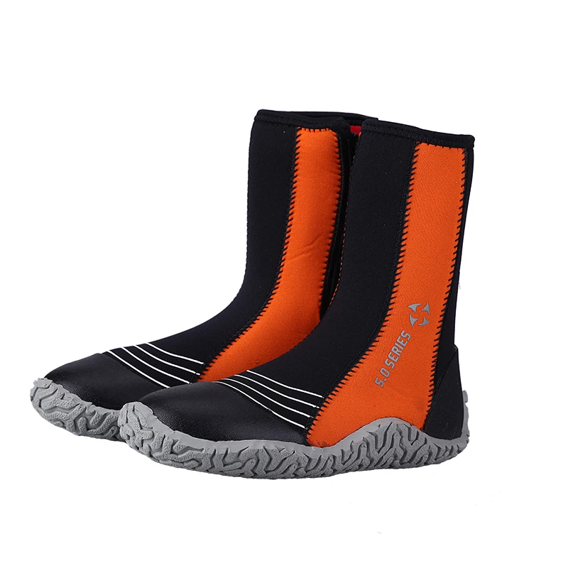Dive&Sail Adult Men High Boots Non Slip Diving Shoes orange Color 5mm
