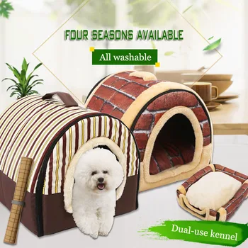 

Yurt Dog Beds For Small Dogs Folding Dual-purpose Dog House Waterproof Chihuahua Bed Medium Large Dogs Bull Terrier Pet Bed Nest