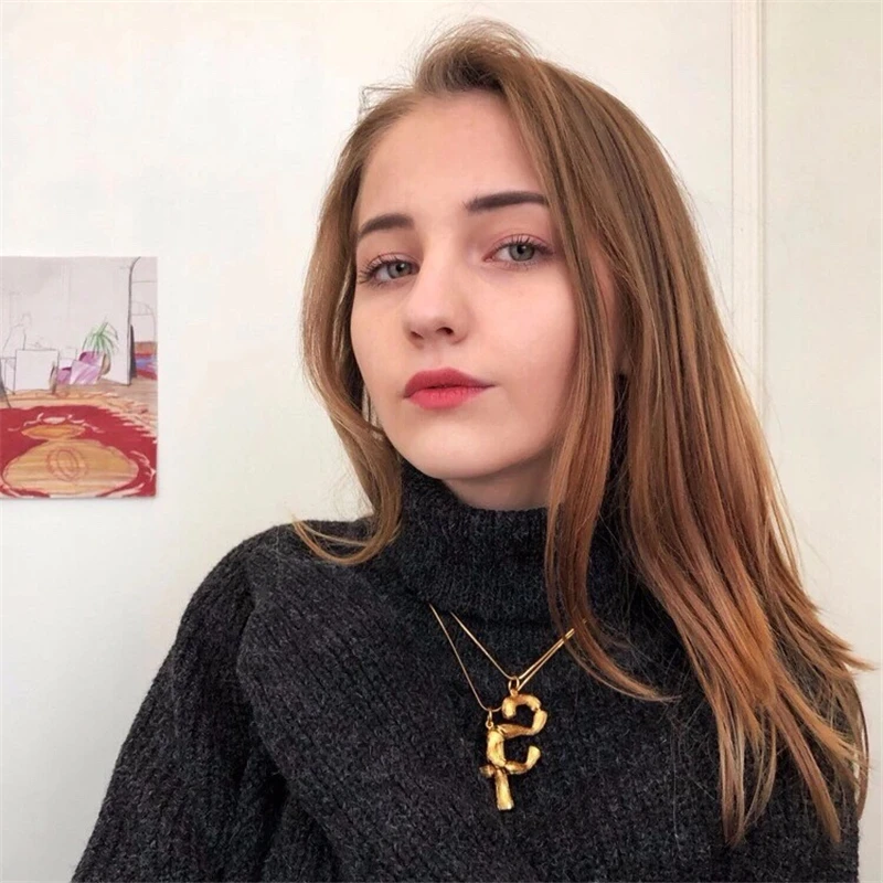 

CWEEL Big Letter Necklace For Women Gold Color Chain Luxury Boho Statement Necklace Vintage Costume Jewelry Long Necklaces