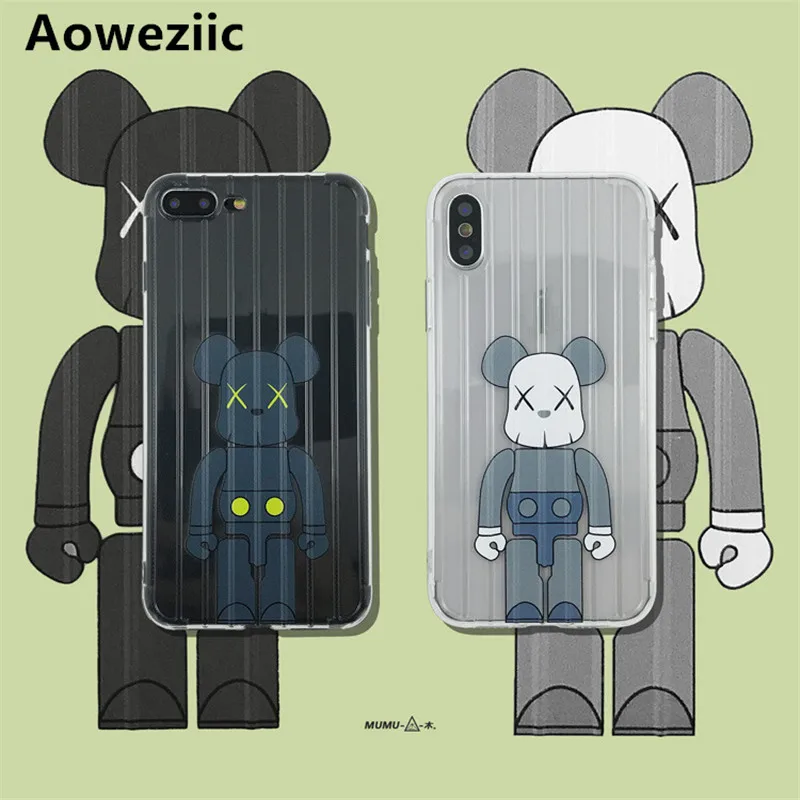 

Aoweziic Violent bear suitcase XR mobile phone case for iphone7 transparent cartoon XS max 8P soft shell 6s anti-skid