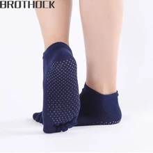 Brothock Female soft New combed cotton elastic toe yoga five toe socks Anti-skid rubber bottom yoga socks sports socks export