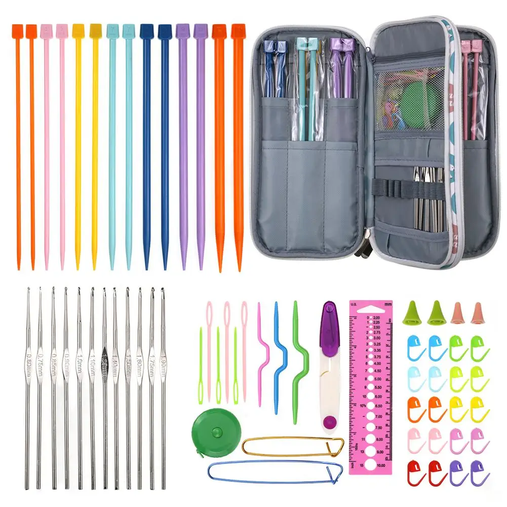 

Knitting Needles Set Aluminum Crochet Hooks Sewing Needles Sweater Weaving Tools Kit Set With Box Sewing Accessories