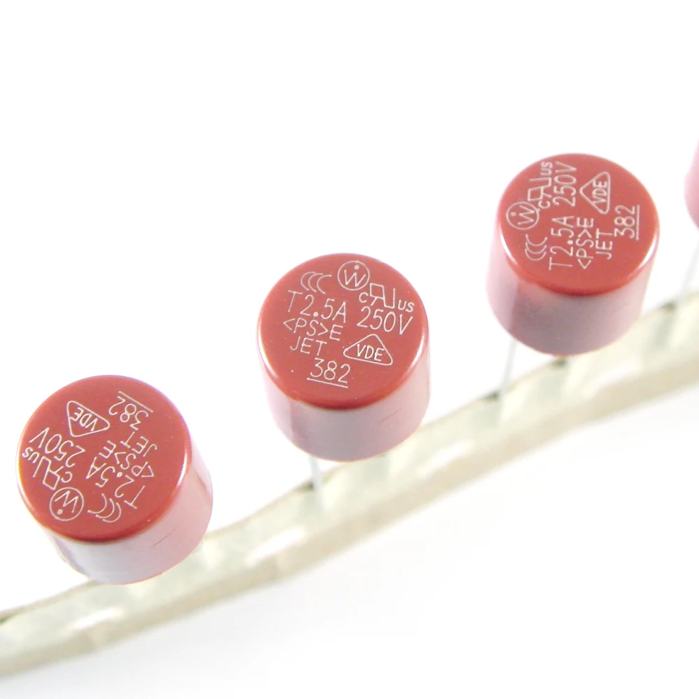 100pcs/lot Cylindrical Fuse T2.5A 250V 382 Cylindrical Plastic Fuse LCD