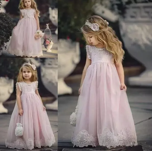 Lovely Light Pink Flower Girl Dresses For Weddings Kids