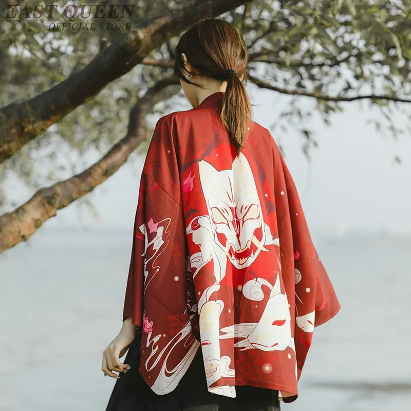

New Chic Red Janpanese Kimono Cardigan Men Haori Yukata Women Samurai Costume Top Women Spring 2019 Girls Kimonos Karate FF2149