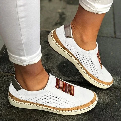 Women Slip-on Mixed Color Loafers Ladies Round Toe Low Top Sneakers Female Platform Casual Shoes Woman Breathable Walking Shoes