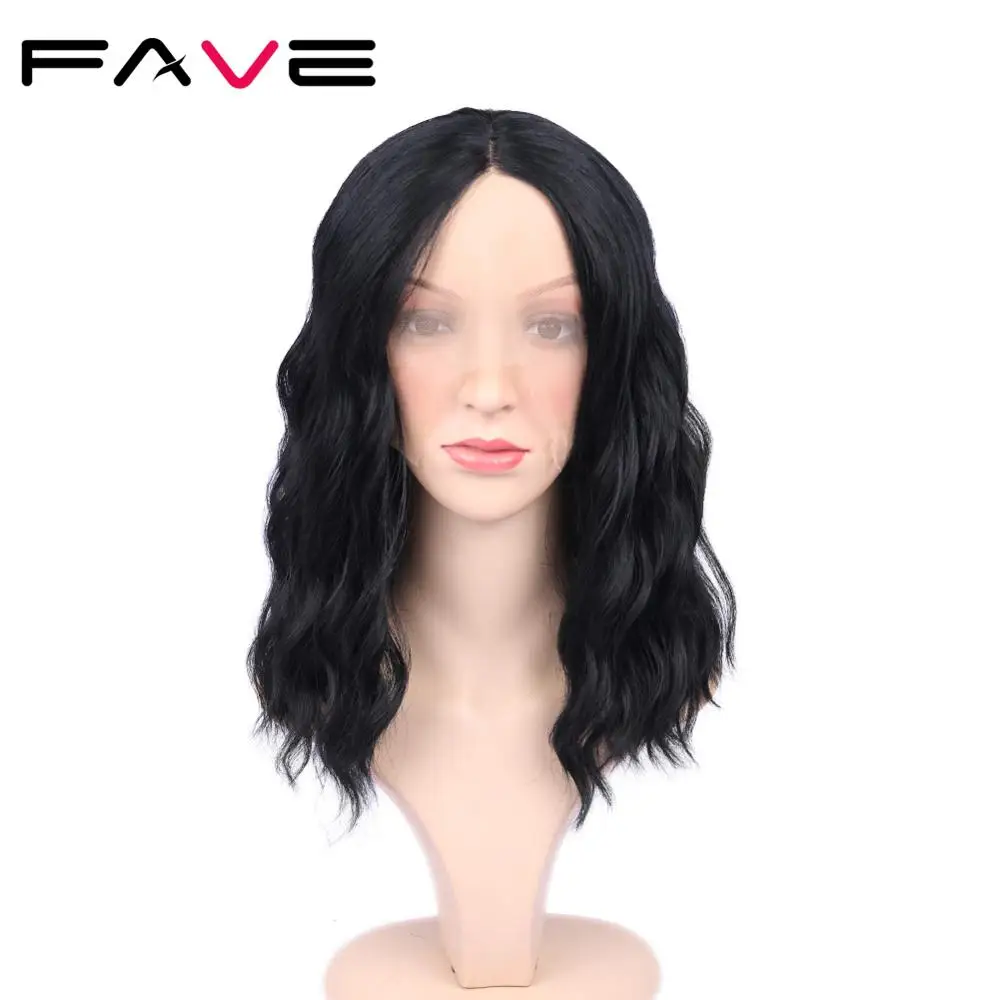 

FAVE Lace Front Wig Natural Wave 14 Inch Short Wig For Black Women Black/Orange Wigs For Party Cosplay Synthetic Wigs
