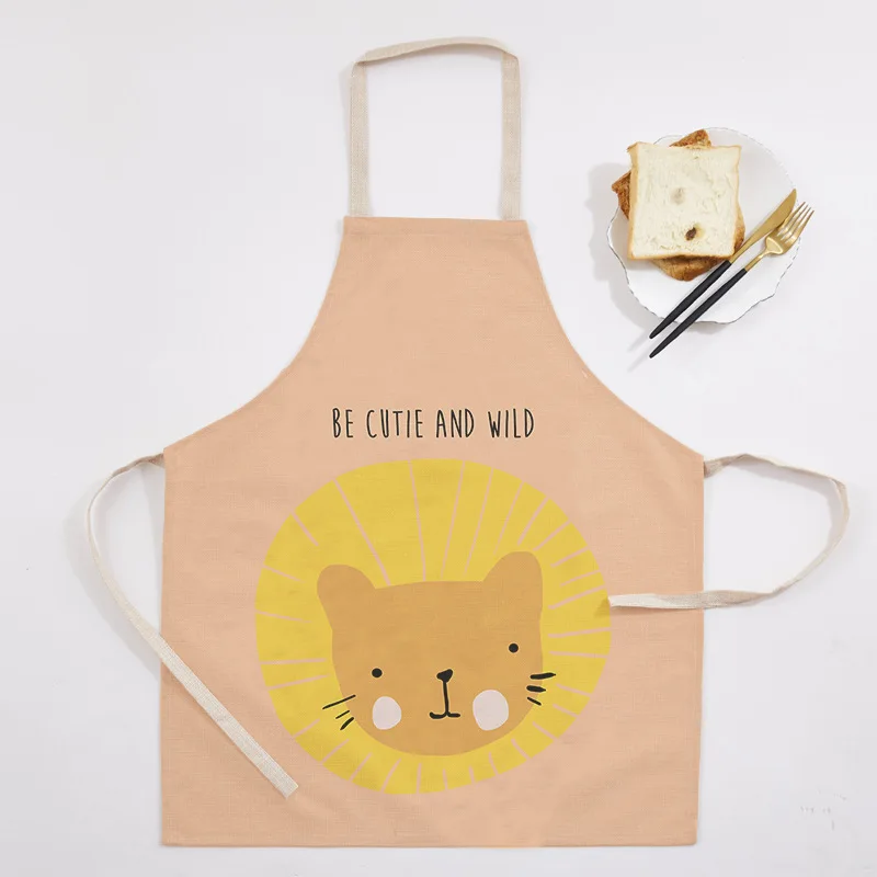 1Pcs Kitchen funny Apron Sleeveless Cotton Linen Printed Aprons for Women Kitchen Baking Cooking Accessories 60*70CM pinafore