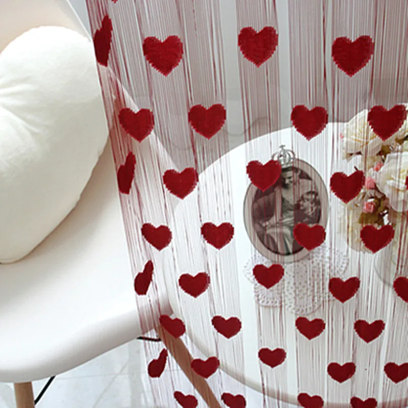 

Free Shipping Heart Shape Cute Heart Line Tassel Shades String Door Curtain Window Room Divider Drapes Valance Romantic Blinds